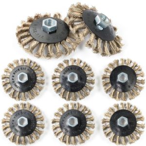 8 Pack 4 Inch Stainless Steel Wire Wheels for Angle Grinder, Wire Wheel Brush for 4 1/2 Angle Grinder, Twist Knotted Wire Wheel with 5/8" Thread Arbor for Removing Rust-0