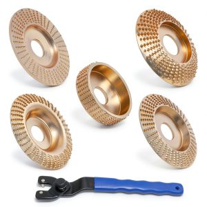 Wood Carving Disc Set tchrules 5‑Piece 4‑4½″ Grinder Wheels 7/8″ Bore-0